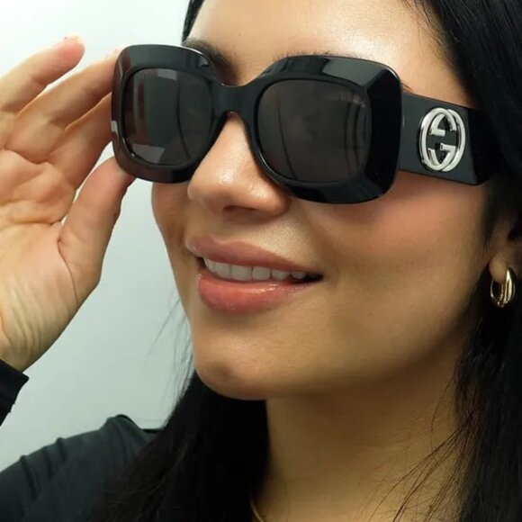 NEW GUCCI SUNGLASSES GUCCI GG1695S 001 BLACK/GREY EYEWEAR - Picture 4 of 5